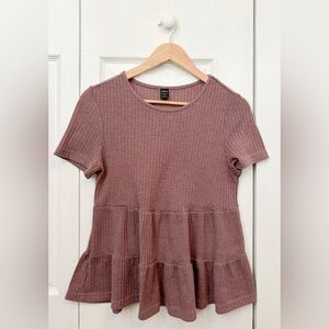 |Shein Ruffle Hem Knit Blouse| ~Size S~ Lightly Worn~Color:Purple
